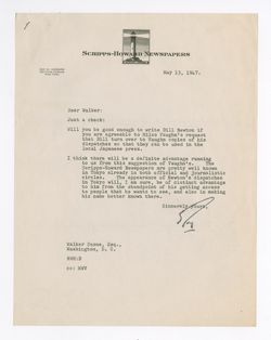13 May 1947: To: Walker Stone. From: Roy W. Howard.
