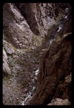 View down into the Chasm. Black Canyon of the Gunnison.