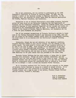 Memorial Resolution for Marjorie Poter Phillips, ca. 17 October 1961
