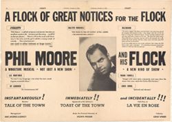 "A Flock of Great Notices for the Flock : Phil Moore and His Flock" centerfold ad from Variety, 1952 December 3