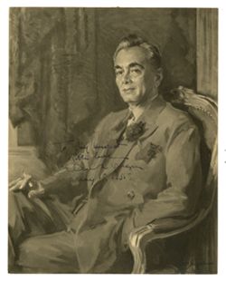 Autographed painted portrait of a man