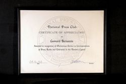 National Press Club Certificate 1959