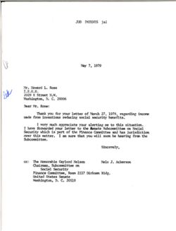 Letter from Nels Ackerson to Howard Rose of the Institute of Electrical and Electronics Engineers Inc., May 7, 1979