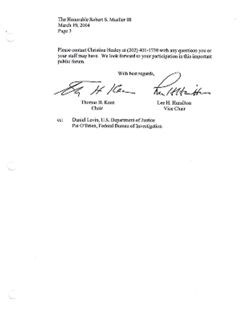 Letter of March 19, 2004 to Robert S. Mueller III from Thomas Kean and Lee Hamilton