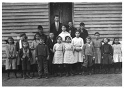 Dead Fall school group, 1913, George Howard teacher