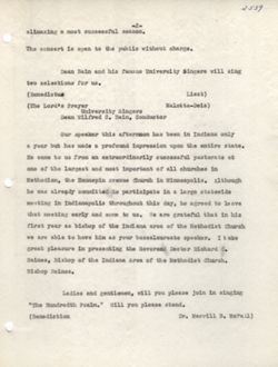 "Baccalaureate." -Indiana University Auditorium. May 22, 1949