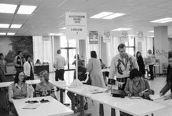 Registration lines and stations at IU South Bend, 1970s
