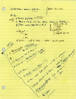 "3/18/04" [yellow sheet of Hamilton’s handwritten notes], March 18, 2004