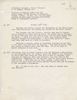 Pierre de Rigaud, marquis de Vaudreuil-Cavagnial,Extracts in English Taken From the Letter Books of the Marquis de Vaudreuil. In The Londoun Papers, Henry E. Huntington Library,1745, 22-23. (Type Transcript)