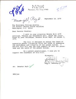 Letter from Roy H. Massengill to Senator William Bradley, September 18, 1979