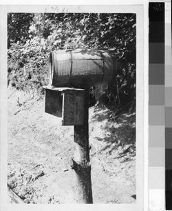 Mailbox made from keg, in North Carolina
