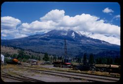 Mt. Shasta seen from RR yards of Long-Bell Lumber Co. at Weed, Calif.
