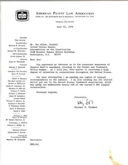 Letter from Michael W. Blommer to Joe Allen, June 12, 1979
