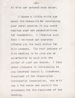 "Address to Freshmen" -Indiana University, Orientation Week, Sept. 12, 1939
