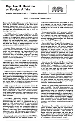 11. November, 1994:APEC: A Golden Opportunity [Asia Pacific Economic Cooperation Forum]