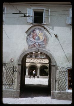 Courtyard seen through arch below Monchsberg. Salzburg X