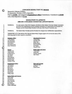00-04-06 Resolution to Approve 2000-2001 Congress Committee Appointments