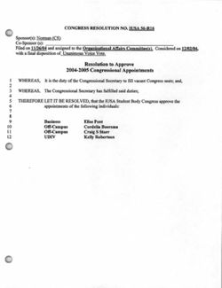 IUSA56-R16 Resolution to Approve 2004-2005 Congressional Appointments