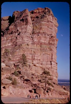 Great tall red rock in Red Rocks Park west of Denver Charles W. Cushman
