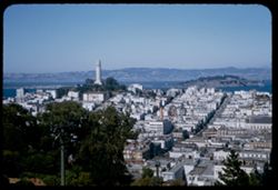 Telegraph Hill and Yerba Buena Island from Russian Hill top at Vallejo above Taylor