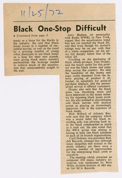 "Blacks Find Difficulty In Establishing City One-Stops," November 25, 1972