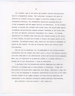 Remarks - Conference on "The Role of the International Students in a World University" March 19, 1966