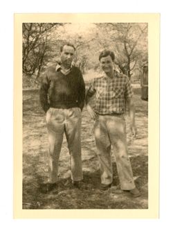 Two men at hunting camp