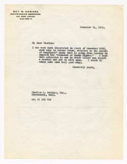 24 December 1951: To: Charles E. Scripps. From: Roy W. Howard.