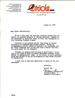 Letter from William Guignon to Dear Patent Administrator, August 21, 1979