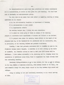 "Notes for Remarks Committee on the Improvement of Teaching Meeting." -Biology Auditorium April 23, 1953