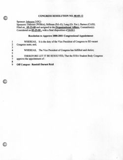 00-05-12 Resolution to Approve 2000-2001 Congressional Appointment