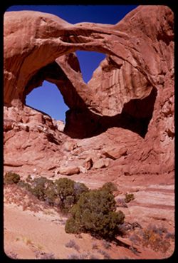 The great Double Arch. Arches Nat'l Mon. near Moab, Utah.
