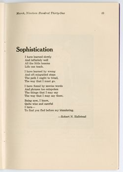 "Sophistication," Robert N. Halstead