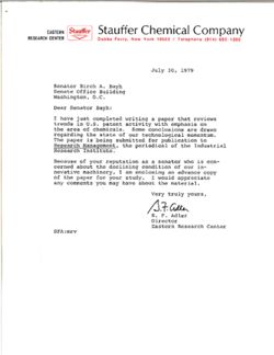 Letter from S.F. Adler of the Stauffer Chemical Company to Birch Bayh, July 30, 1979