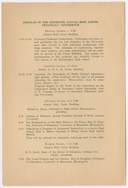 "Sixteenth Annual High School Principals' Conference Tuesday, November 2, 1937" vol. XXV, no. 10