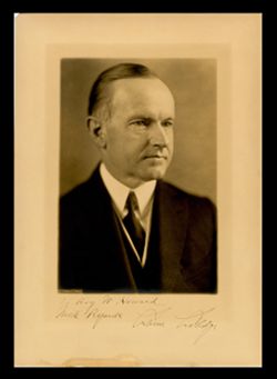 Signed portrait of Calvin Coolidge