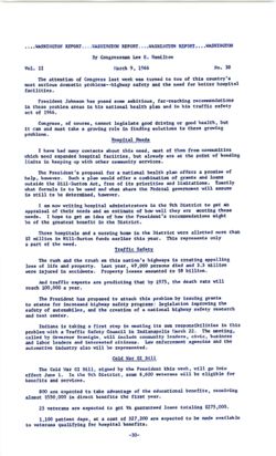 30. Mar. 9, 1966: Hospital Needs; Traffic Safety; Cold War GI Bill