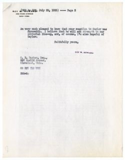 23 July 1925: To: George B. Parker. From: Roy W. Howard.
