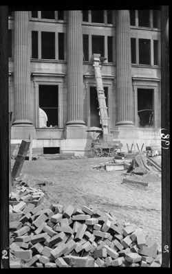 Post Office, during construction, Aug. 1904, snapshot, one of the first negs. made