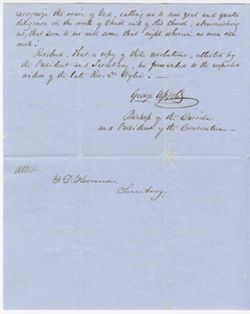Resolution drawn up by the Convention of the Indiana Diocese on the Death of Andrew Wylie, 28 May 1852