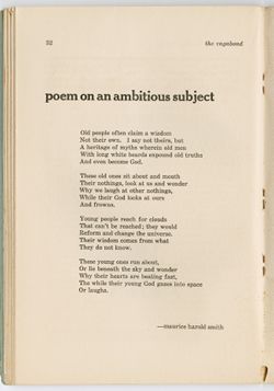 "Poem on an Ambitious Subject," Maurice Harold Smith
