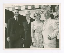 Roy and Peg Howard with Herbert Moses exiting a plane 2