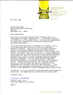 Letter from Gerald G. Udell to Birch Bayh, March 30, 1979