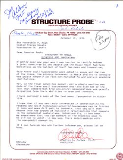 Letter from Charles Garber of Structure Probe to Birch Bayh, October 10, 1979