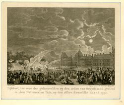 Lijkfeest, ter eere der gesneuvelden op den 10den van Oogstmaand, gevierd in den Nationaalen Tuin, op den 26sten diezelfde Maand 1792