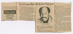 "Tom Draper New VP At RCA Records," undated