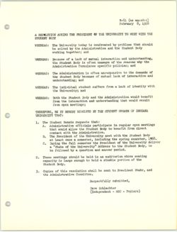 R-61 Resolution Asking the President of the University to Meeting with the Student Body, 08 February 1968