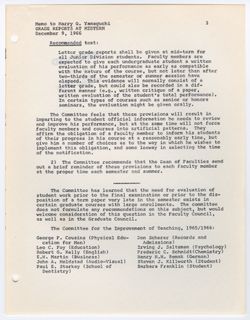 16: Memorandum: Grade Reports at Midterm, 09 December 1966