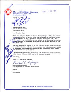 Letter from Rowland L. Nofsinger to Birch Bayh, enclosing, August 15, 1979