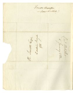 1832, Jan. 5 - Webster, Daniel, 1782-1852, statesman. Senate Chamber. To R. Smith. Cashier Bank of U.S. Requests payment of draft on Stephens Duncan, late president of the bank of Mississippi.